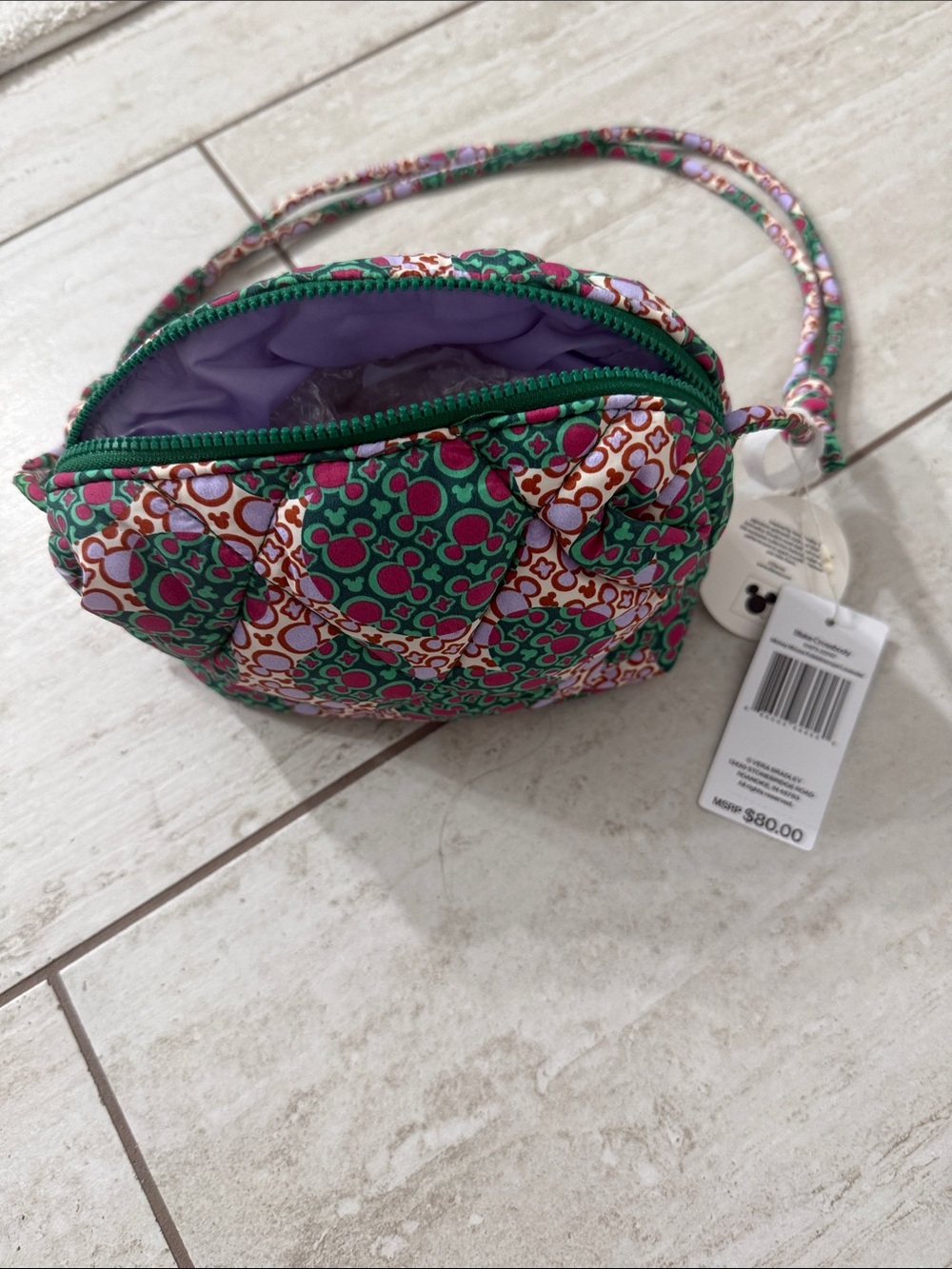 Vera Bradley Quilted ..Disney..Blake crossbody..nwt ..lavender interior